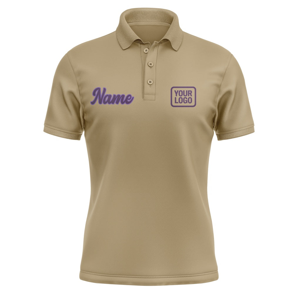 Custom Light Khaki Purple Short-Sleeve Polo Shirt