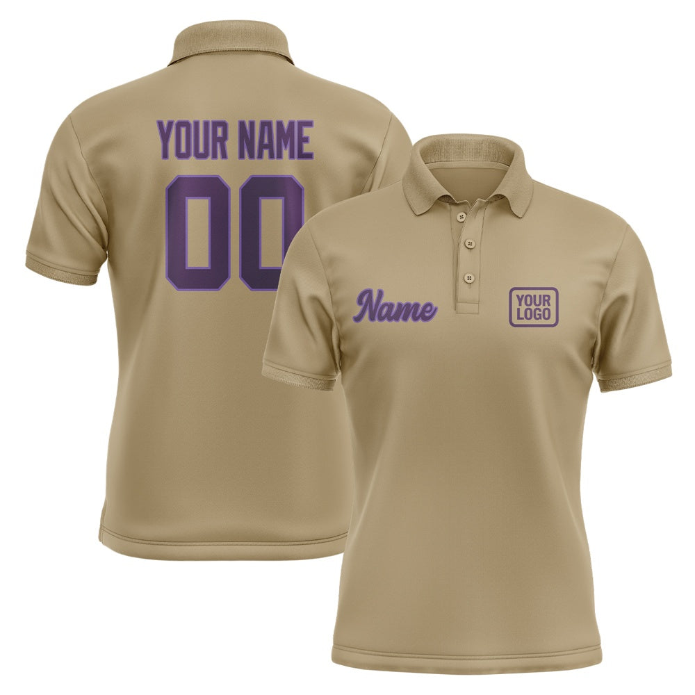 Custom Light Khaki Purple Short-Sleeve Polo Shirt