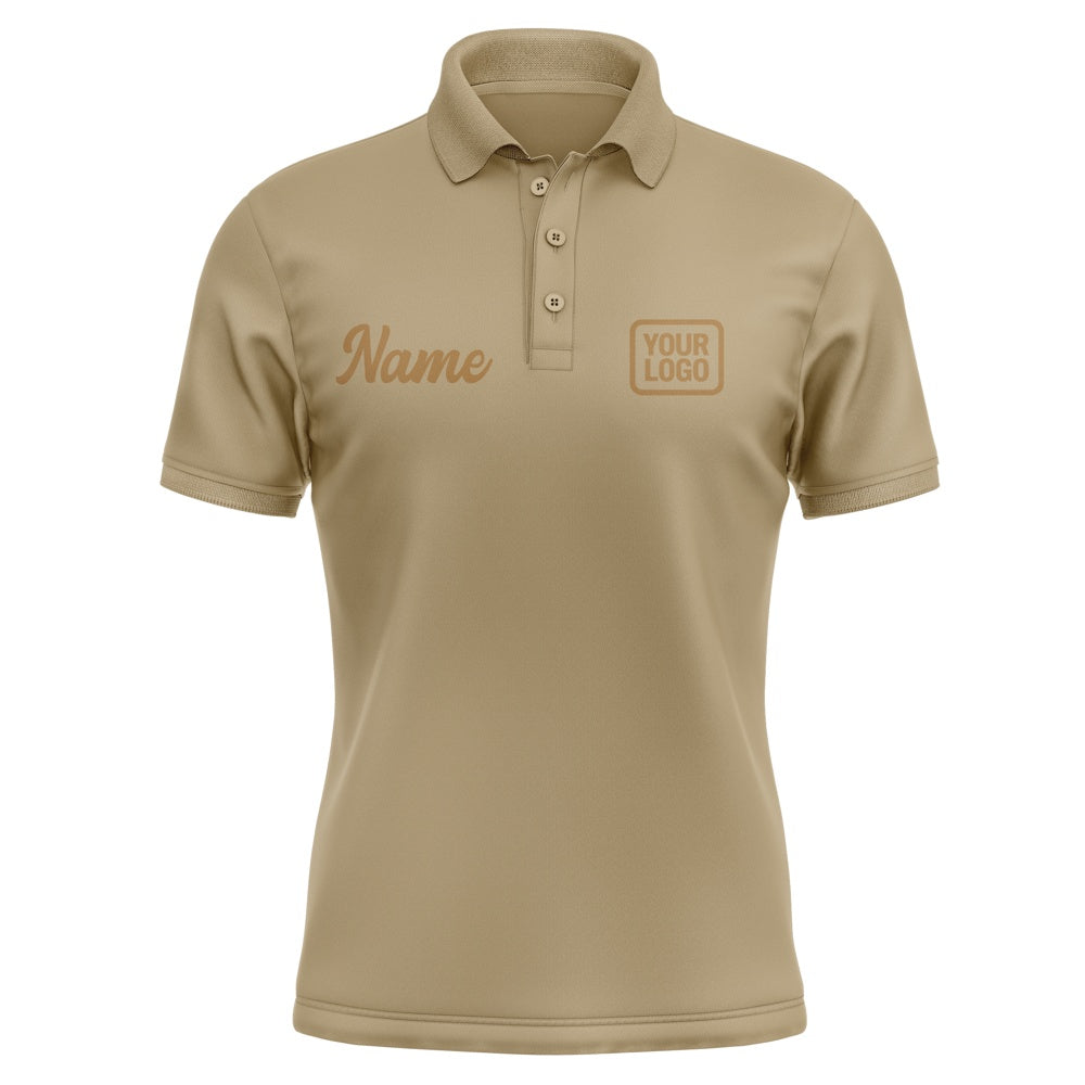 Custom Light Khaki Khaki Short-Sleeve Polo Shirt