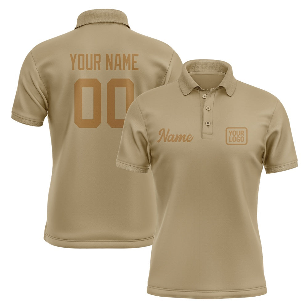 Custom Light Khaki Khaki Short-Sleeve Polo Shirt