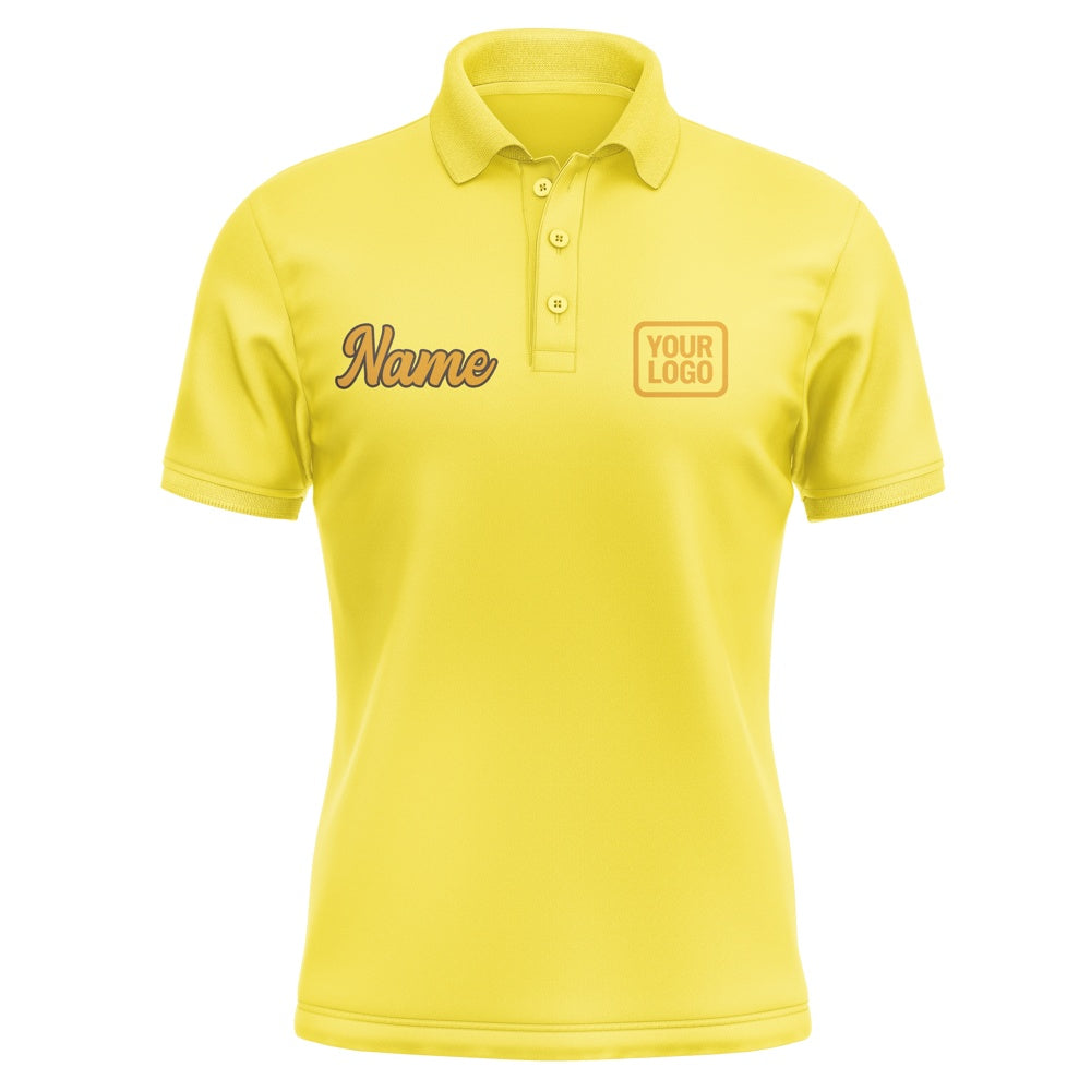 Custom Light Yellow Yellow Short-Sleeve Polo Shirt