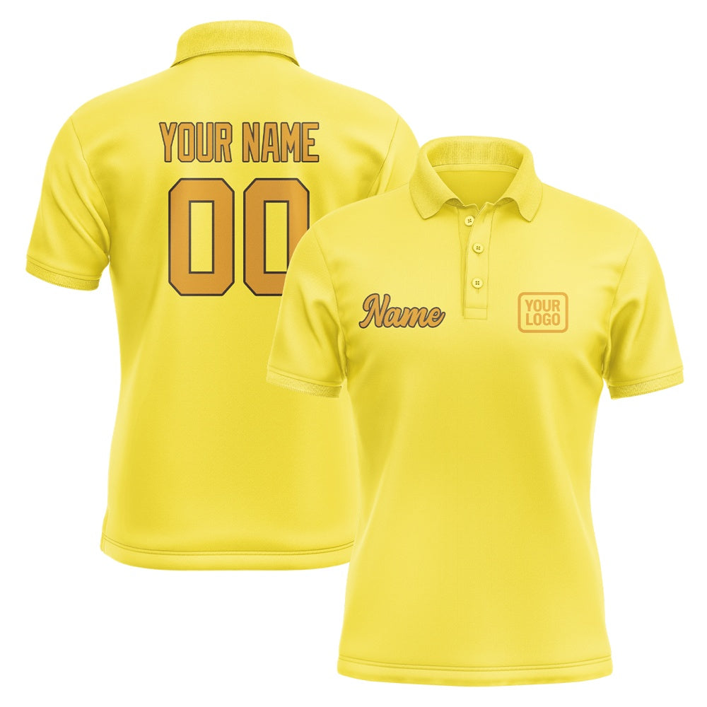 Custom Light Yellow Yellow Short-Sleeve Polo Shirt