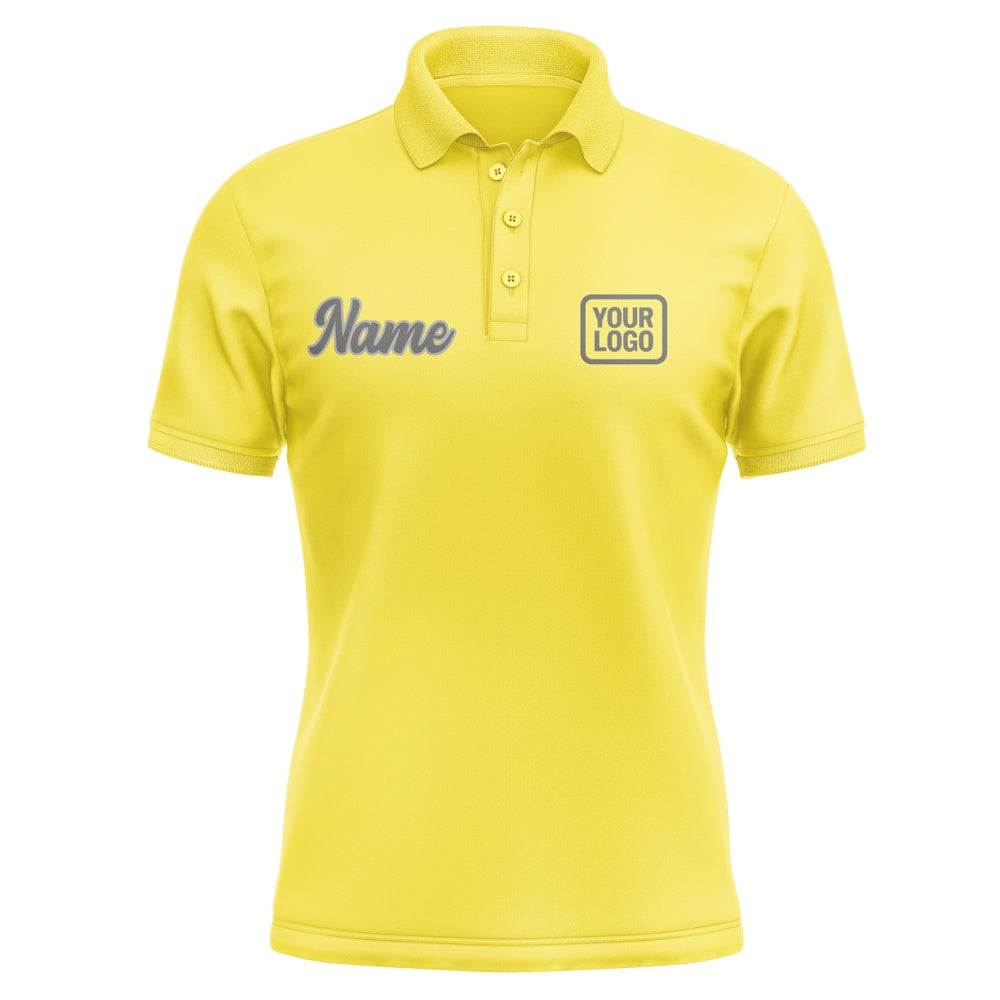 Custom Light Yellow Dark Grey Short-Sleeve Polo Shirt