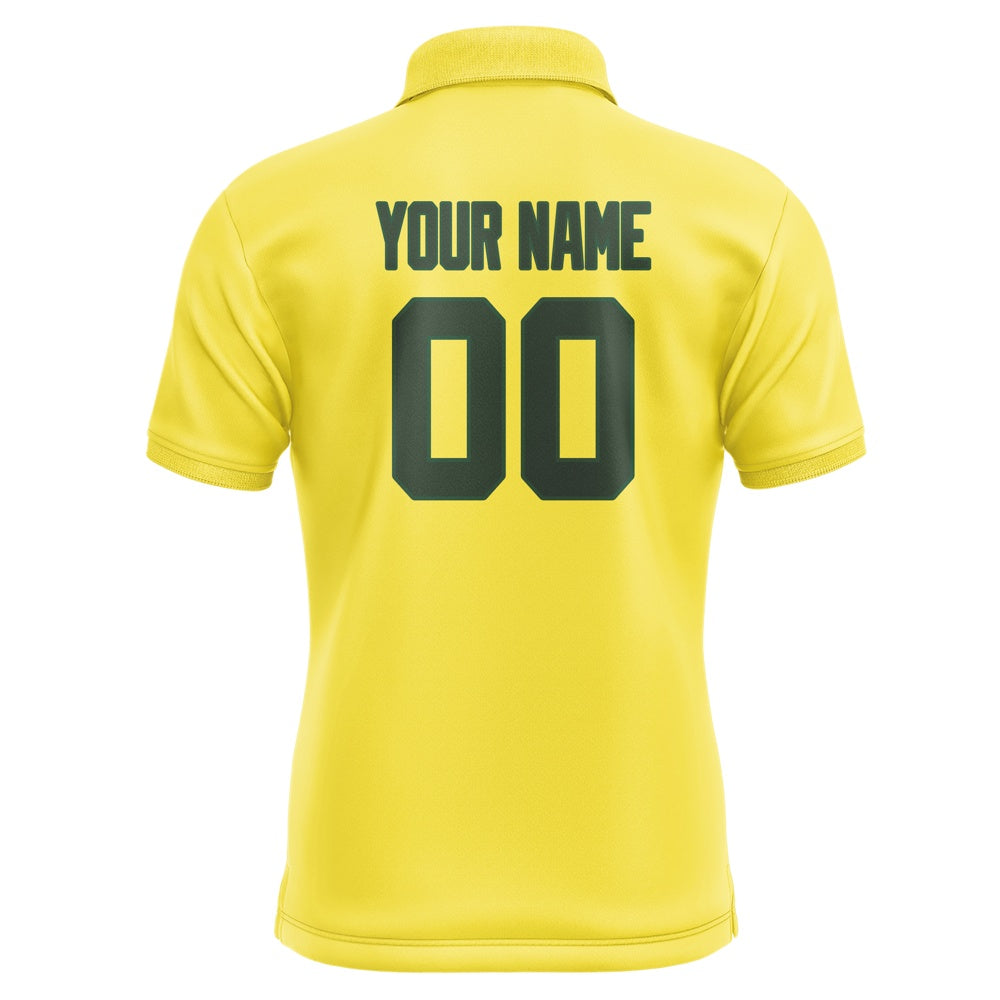 Custom Light Yellow Dark Green Short-Sleeve Polo Shirt