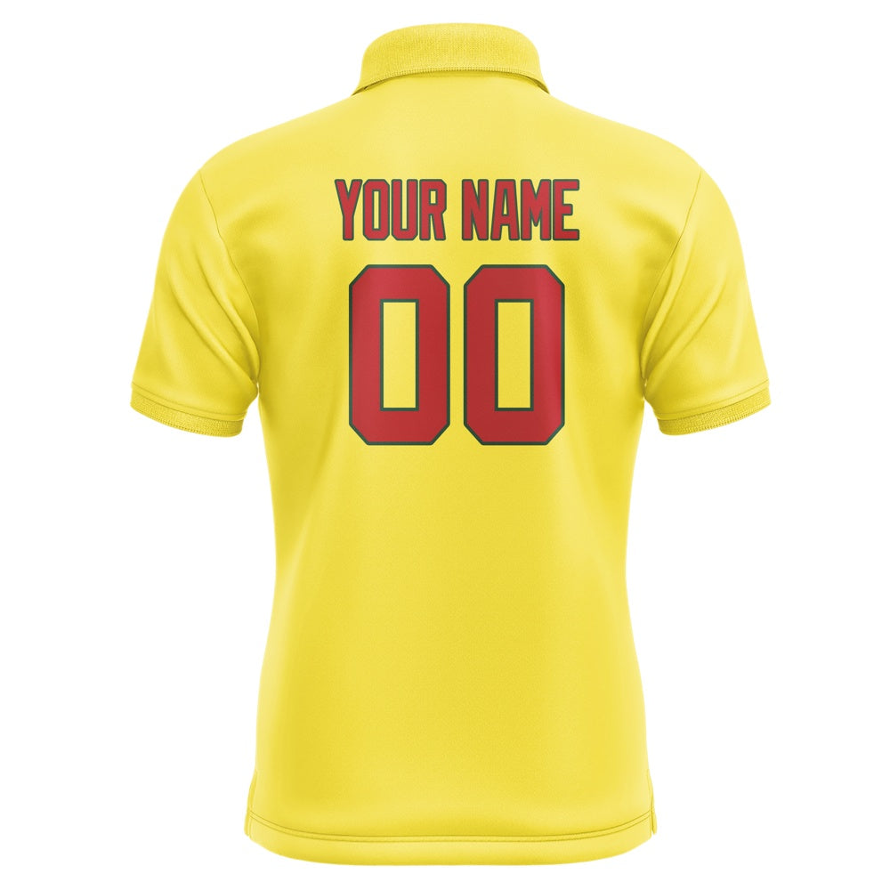 Custom Light Yellow Red Short-Sleeve Polo Shirt