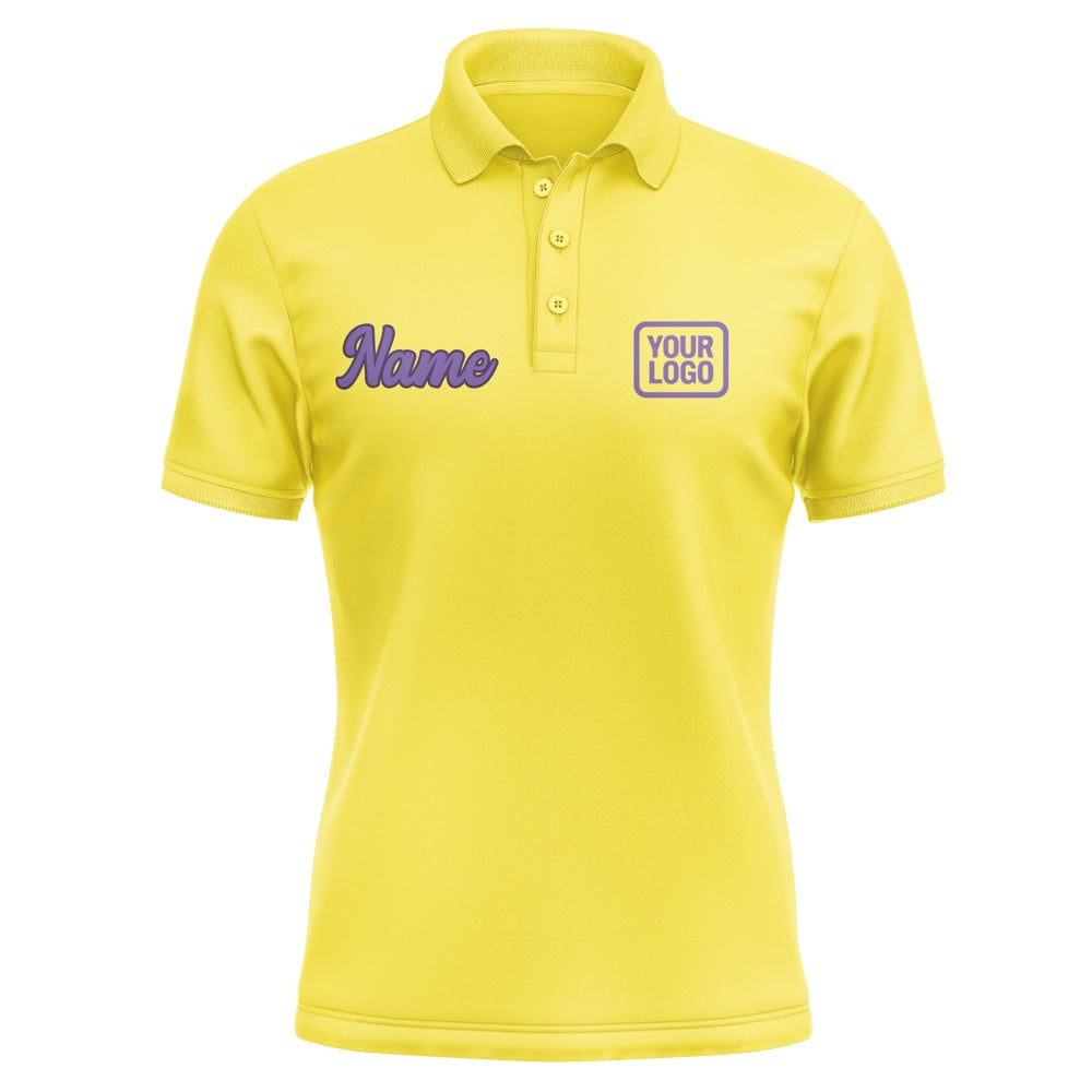 Custom Light Yellow Light Purple Short-Sleeve Polo Shirt
