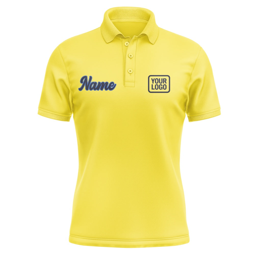 Custom Light Yellow Navy Short-Sleeve Polo Shirt