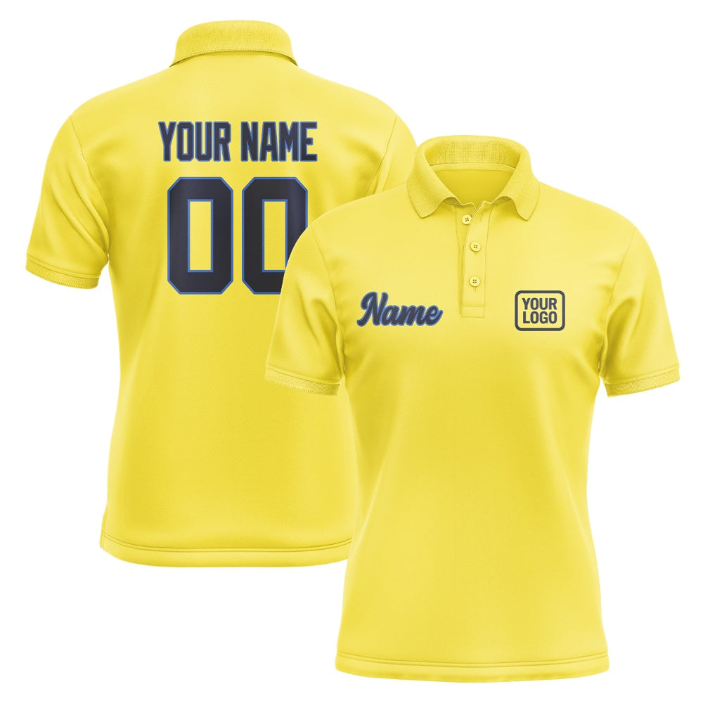 Custom Light Yellow Navy Short-Sleeve Polo Shirt