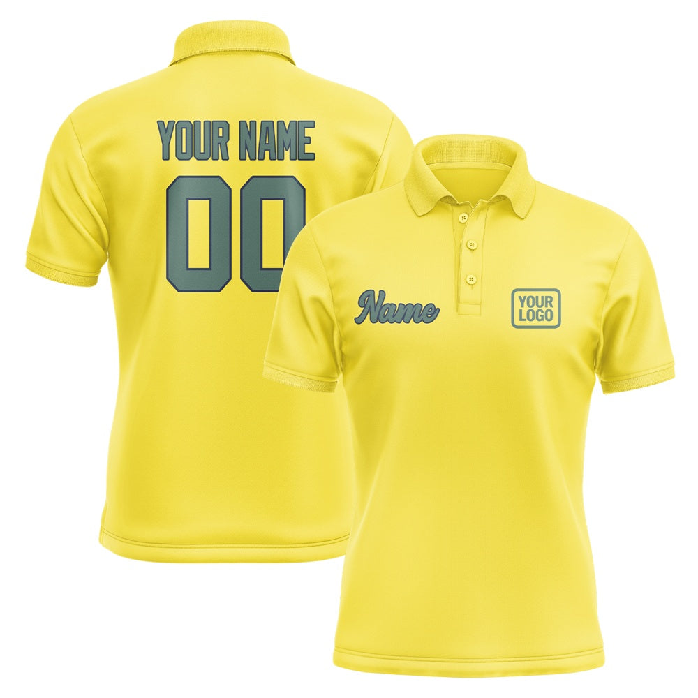 Custom Light Yellow Blue Green Short-Sleeve Polo Shirt
