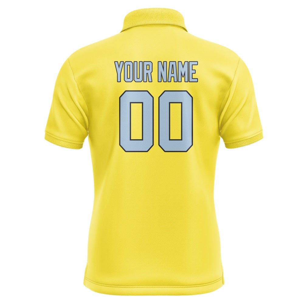 Custom Light Yellow Light Blue Short-Sleeve Polo Shirt
