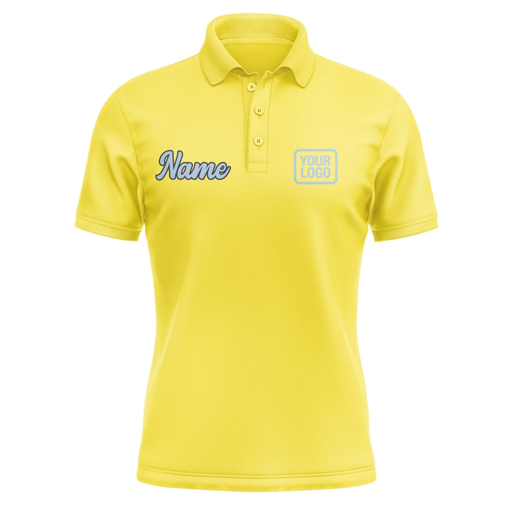 Custom Light Yellow Light Blue Short-Sleeve Polo Shirt