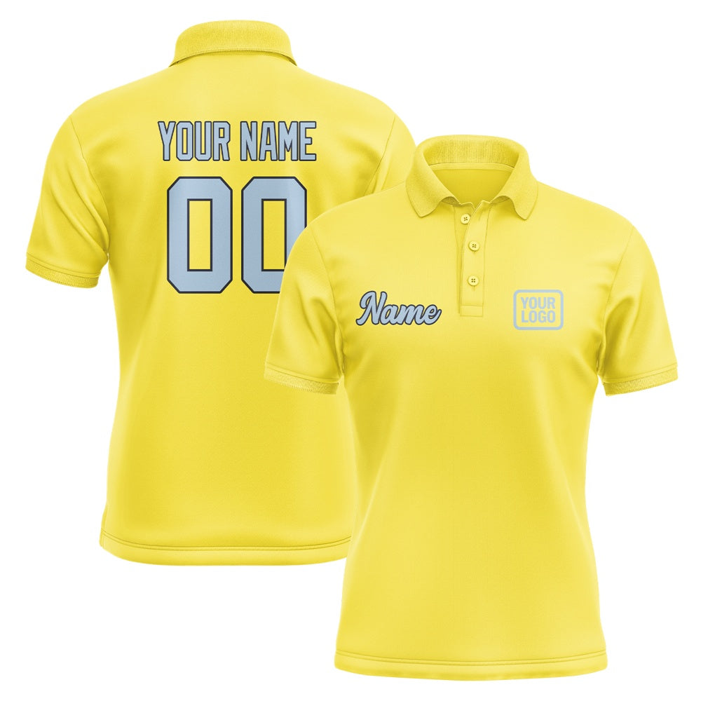 Custom Light Yellow Light Blue Short-Sleeve Polo Shirt