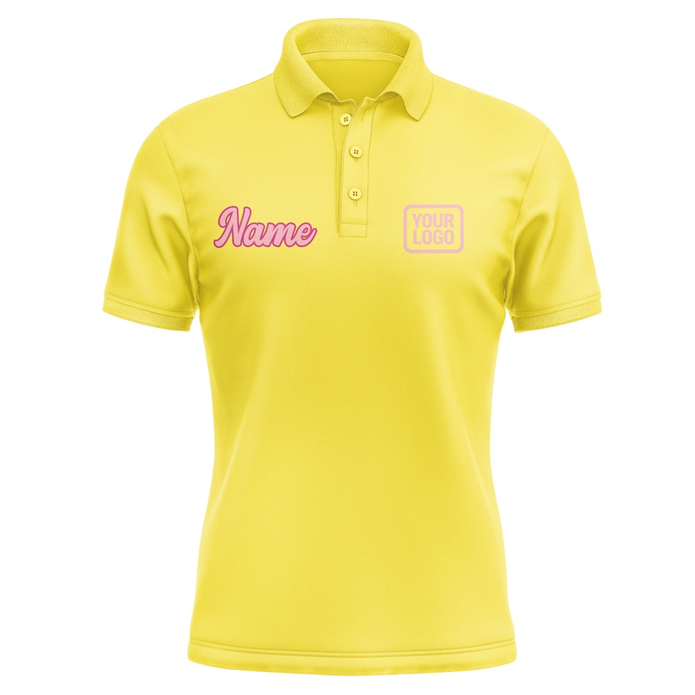 Custom Light Yellow Light Pink Short-Sleeve Polo Shirt