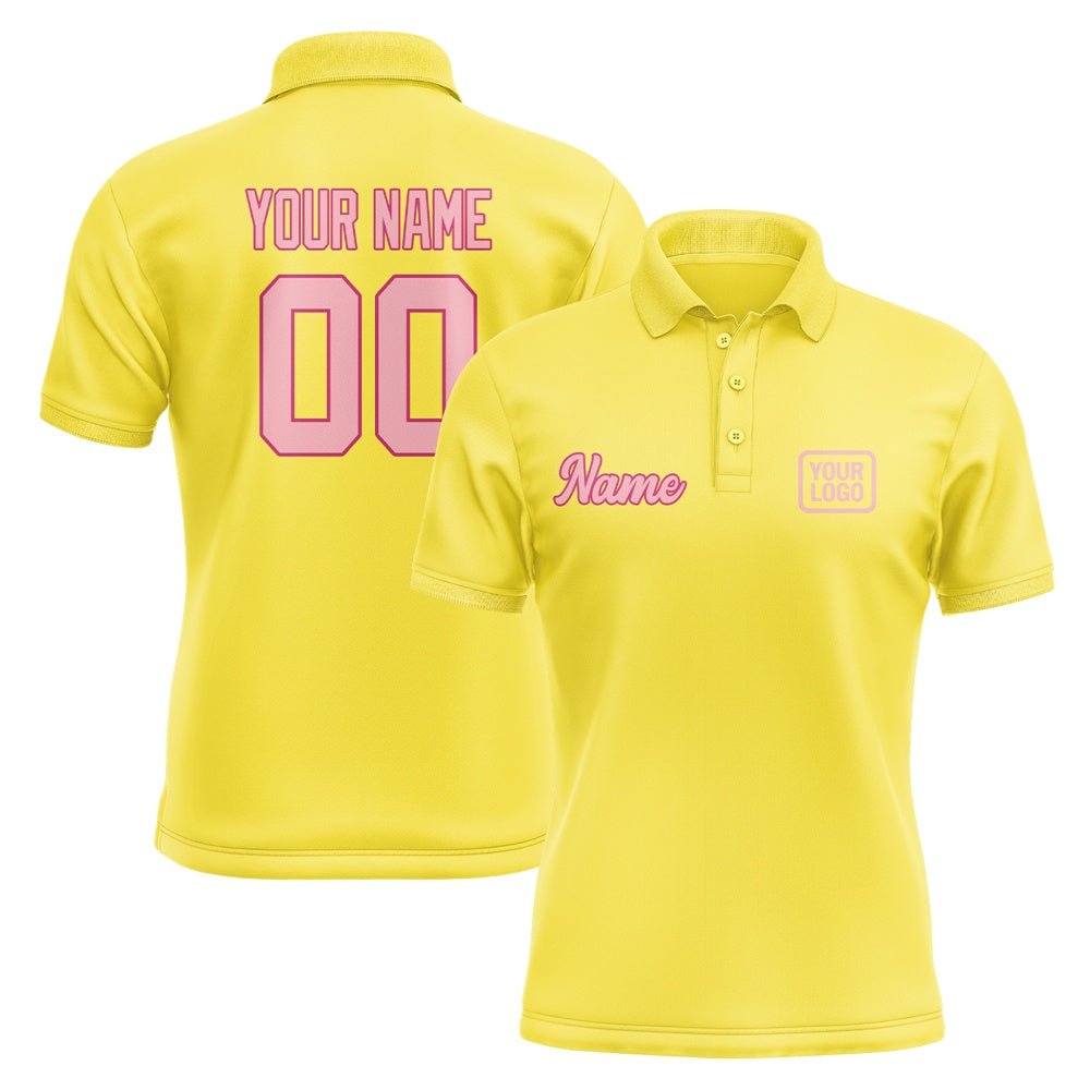 Custom Light Yellow Light Pink Short-Sleeve Polo Shirt