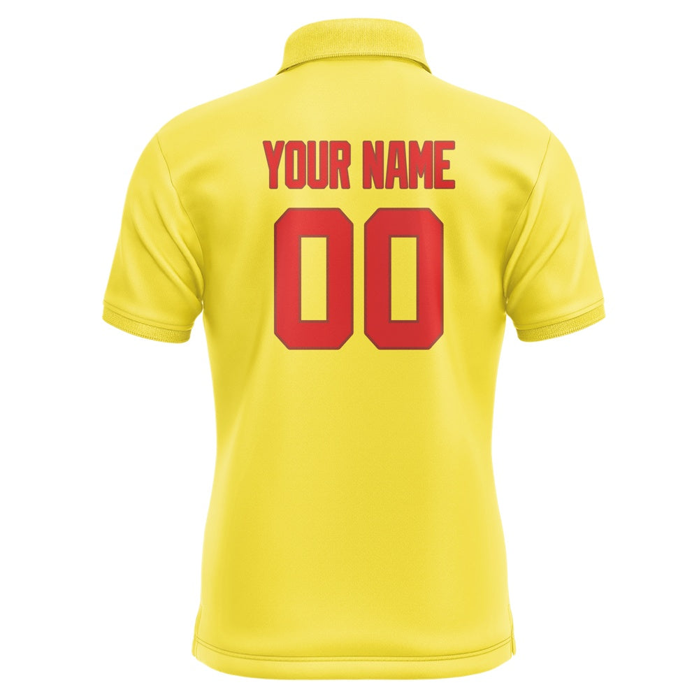 Custom Light Yellow Orange Red Short-Sleeve Polo Shirt