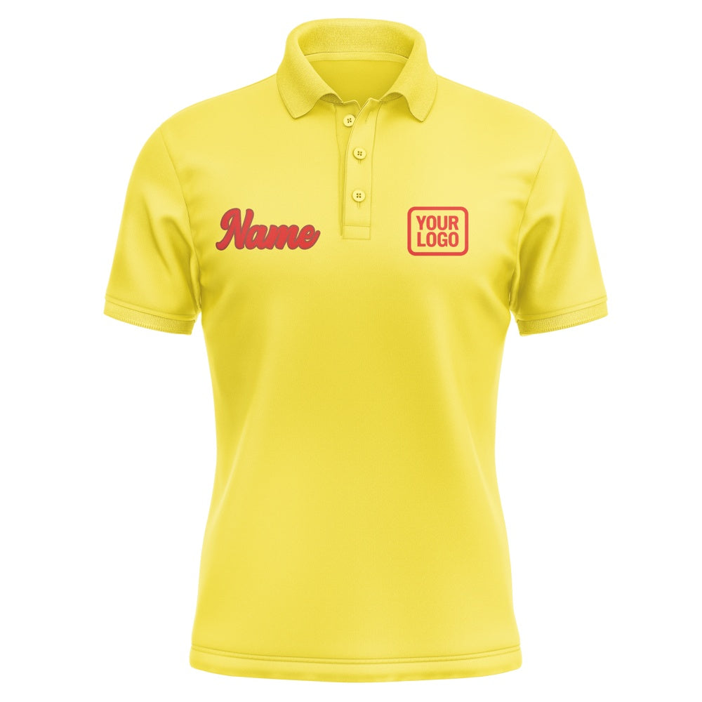 Custom Light Yellow Orange Red Short-Sleeve Polo Shirt