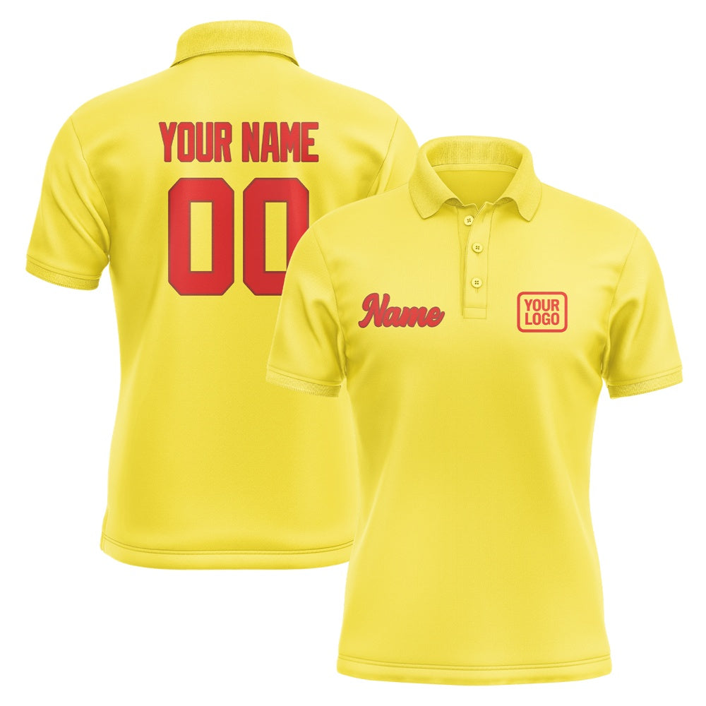 Custom Light Yellow Orange Red Short-Sleeve Polo Shirt