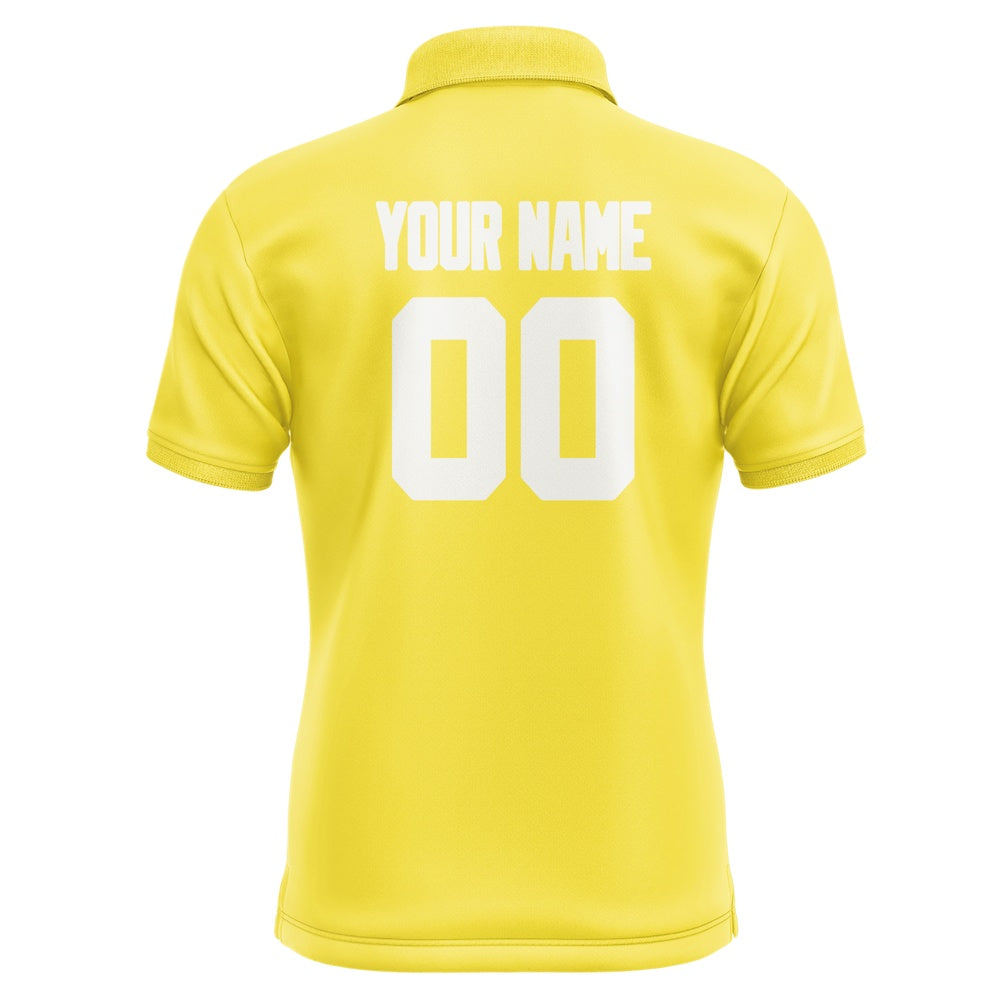 Custom Light Yellow White Short-Sleeve Polo Shirt