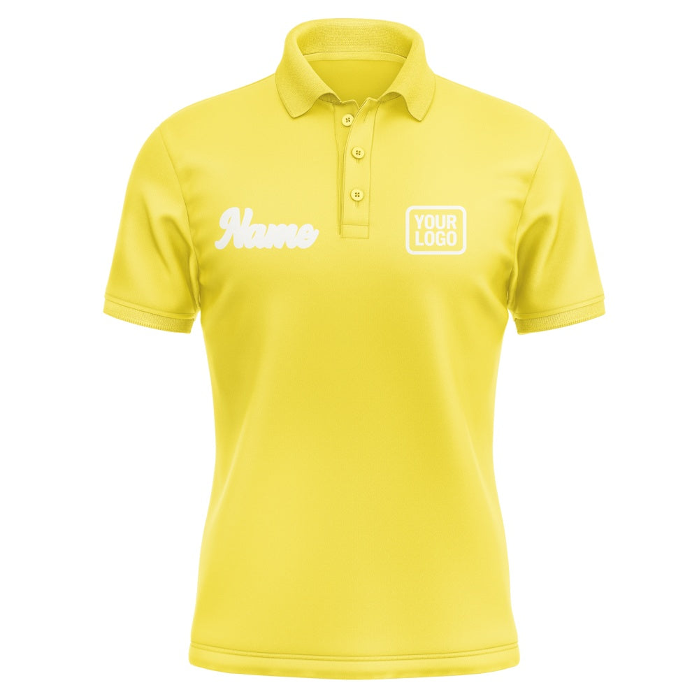 Custom Light Yellow White Short-Sleeve Polo Shirt