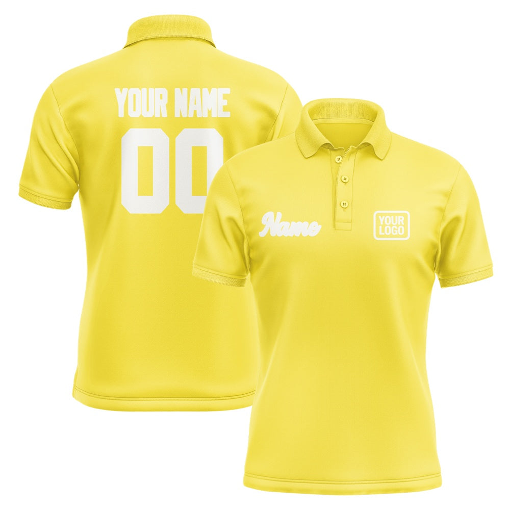Custom Light Yellow White Short-Sleeve Polo Shirt