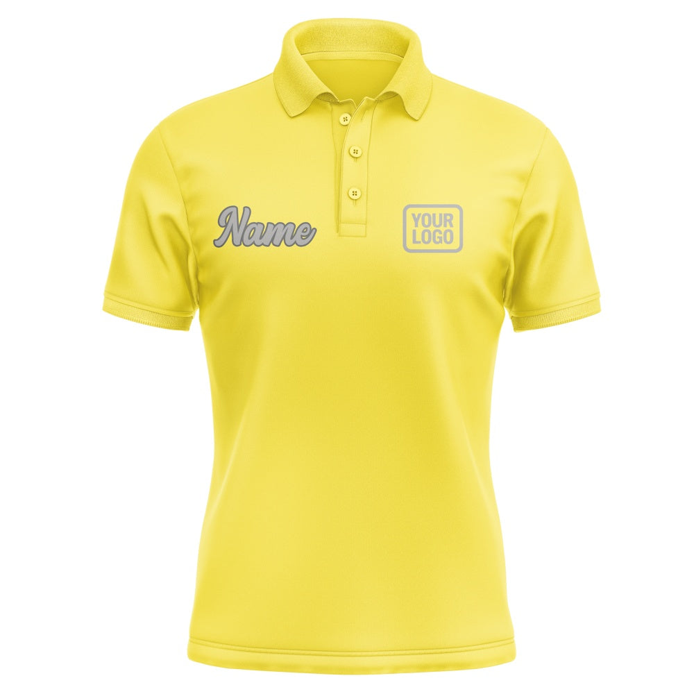 Custom Light Yellow Gray Short-Sleeve Polo Shirt