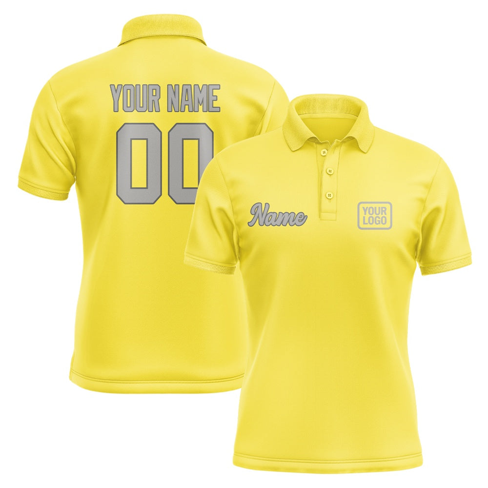 Custom Light Yellow Gray Short-Sleeve Polo Shirt