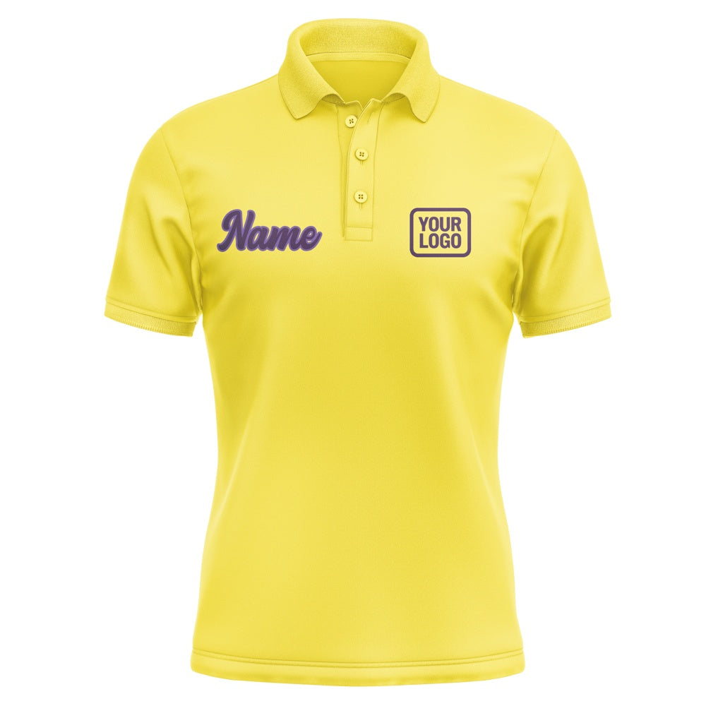 Custom Light Yellow Purple Short-Sleeve Polo Shirt