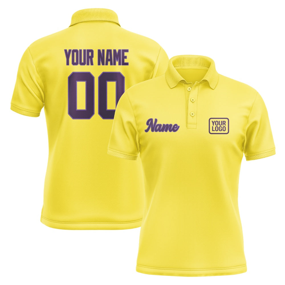 Custom Light Yellow Purple Short-Sleeve Polo Shirt