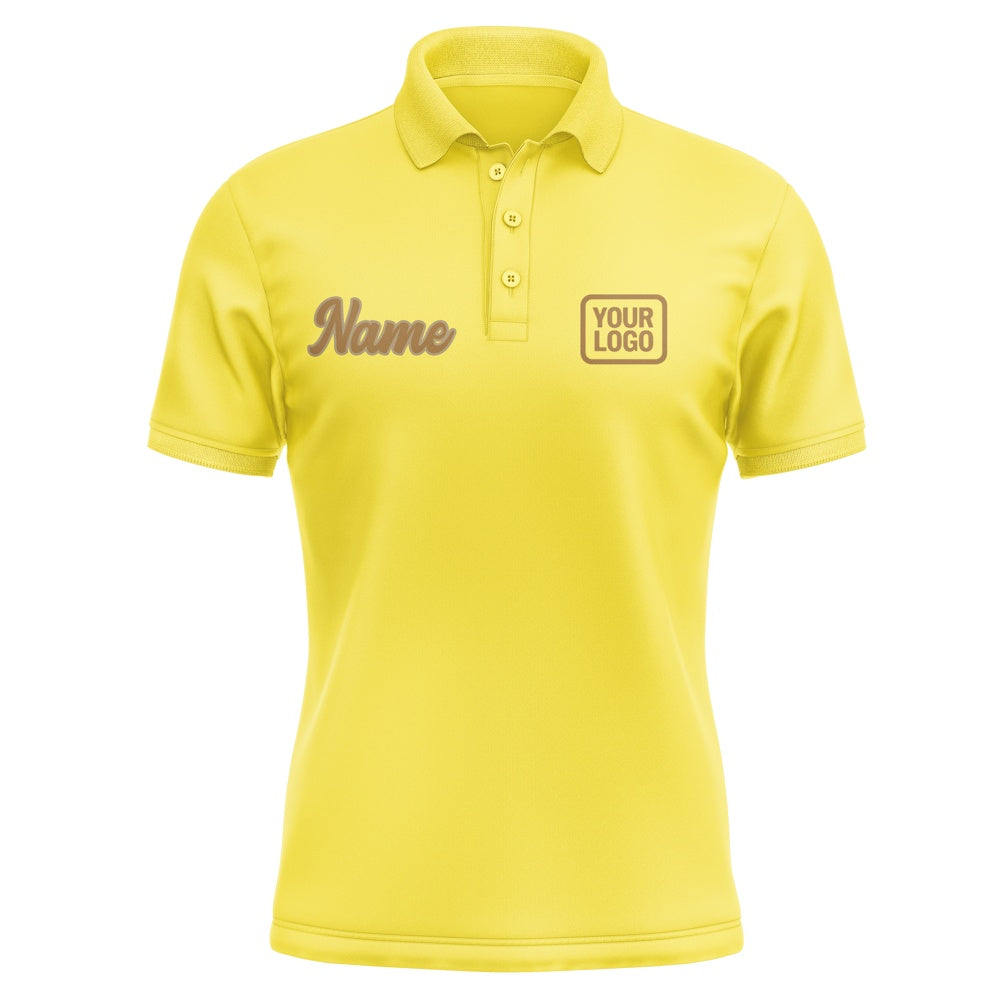 Custom Light Yellow Khaki Short-Sleeve Polo Shirt
