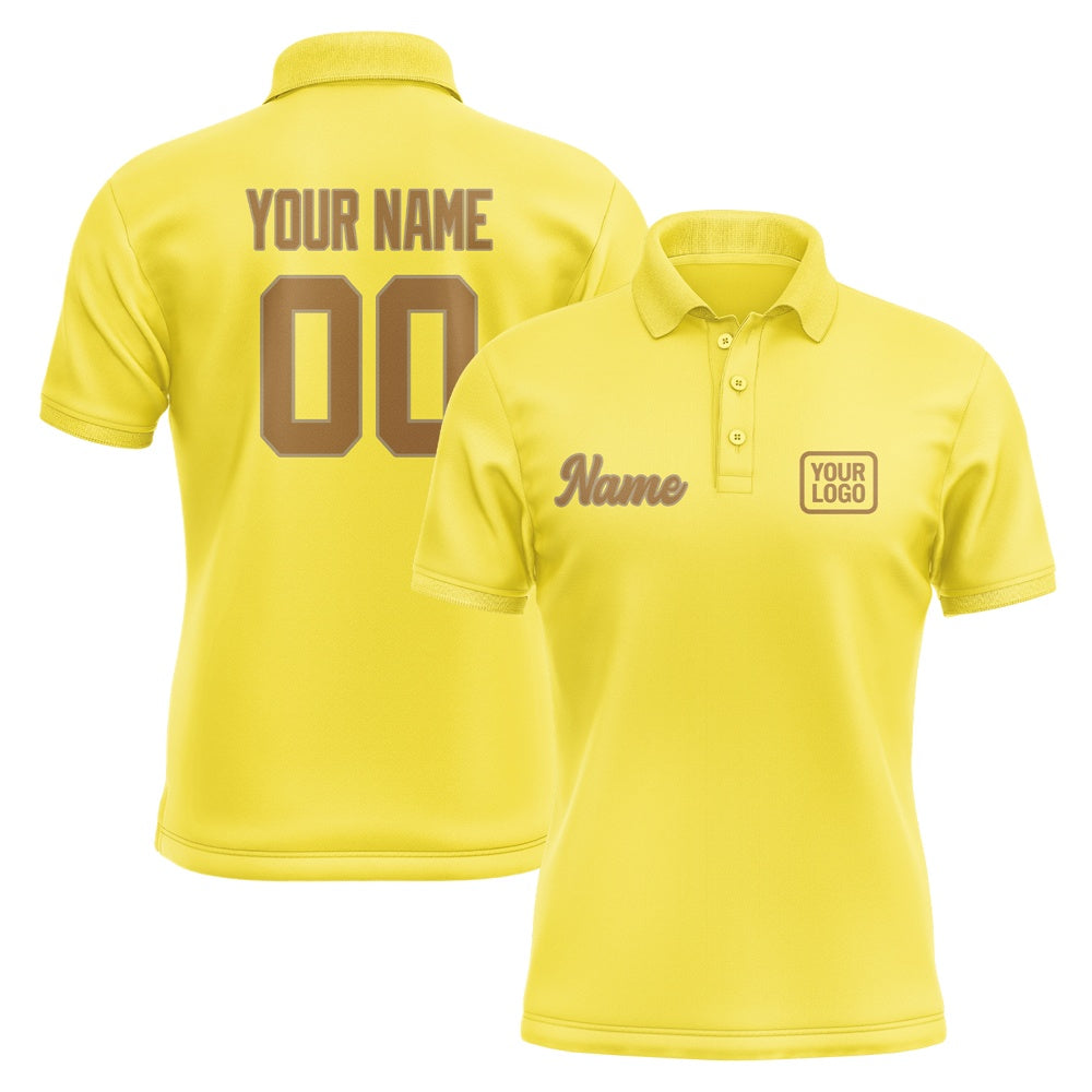 Custom Light Yellow Khaki Short-Sleeve Polo Shirt
