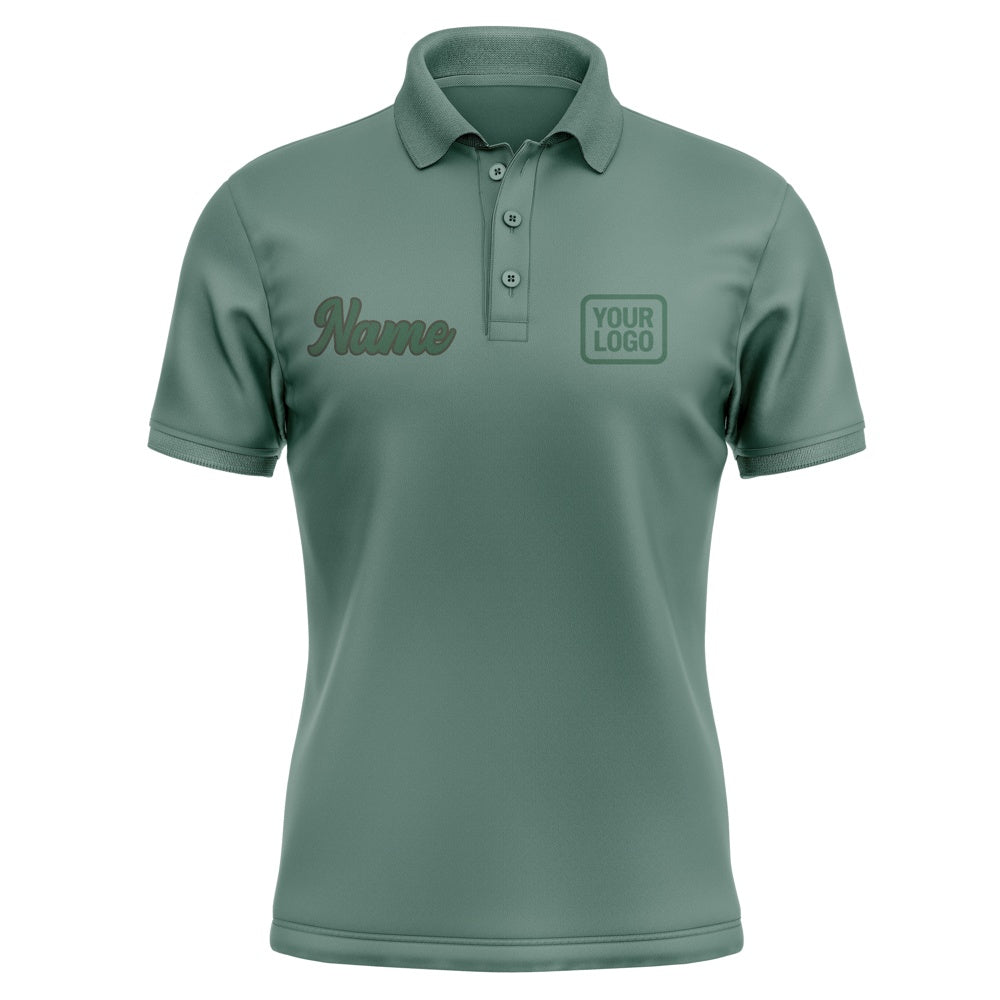 Custom Blue Green Green Short-Sleeve Polo Shirt
