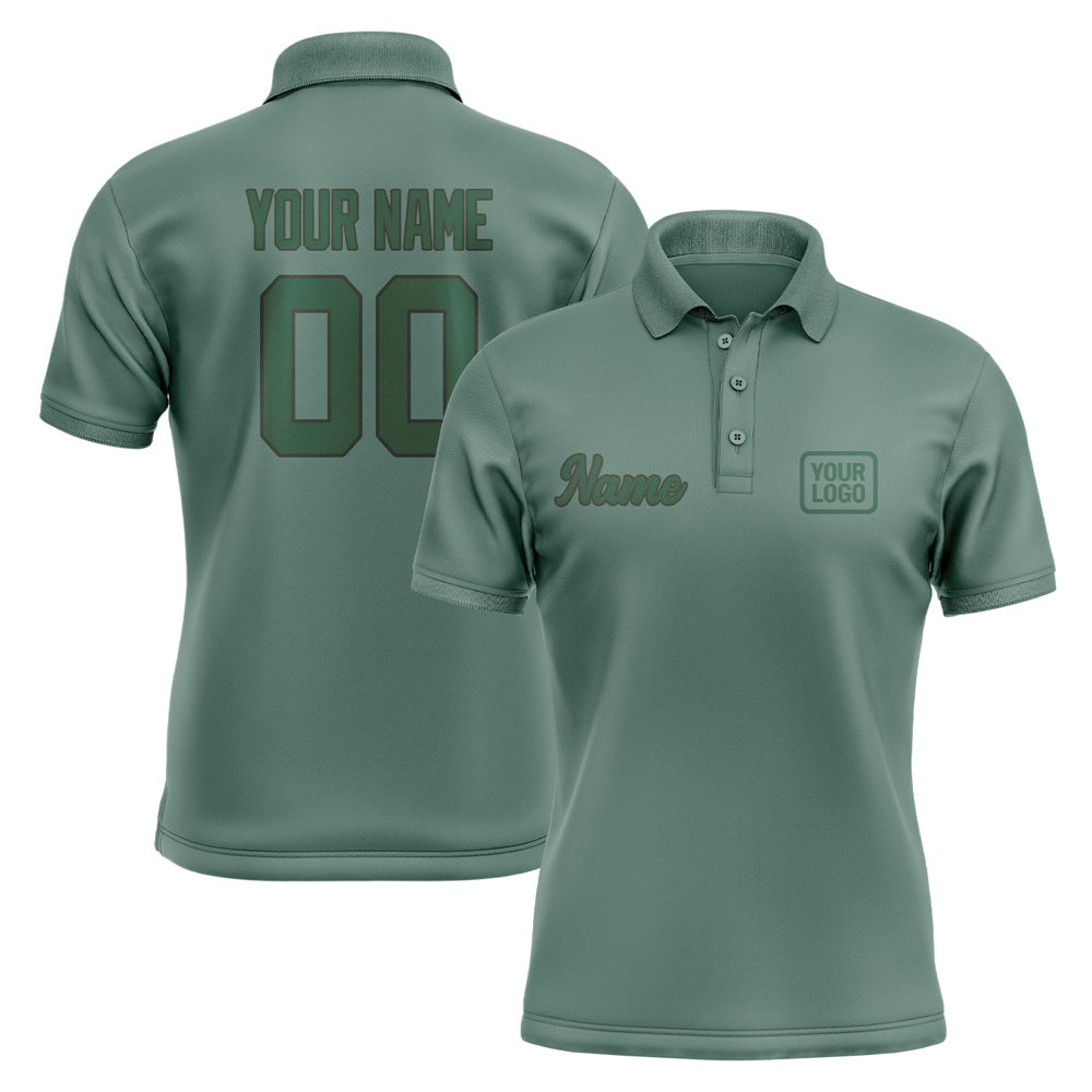 Custom Blue Green Green Short-Sleeve Polo Shirt