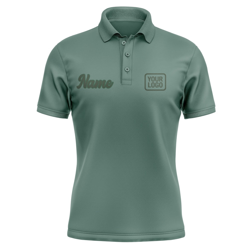 Custom Blue Green Dark Green Short-Sleeve Polo Shirt