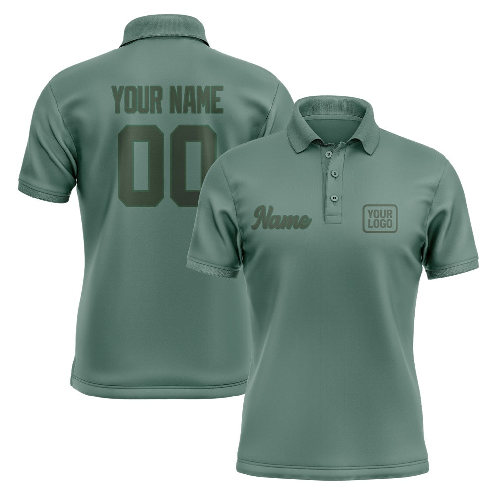 Custom Blue Green Dark Green Short-Sleeve Polo Shirt