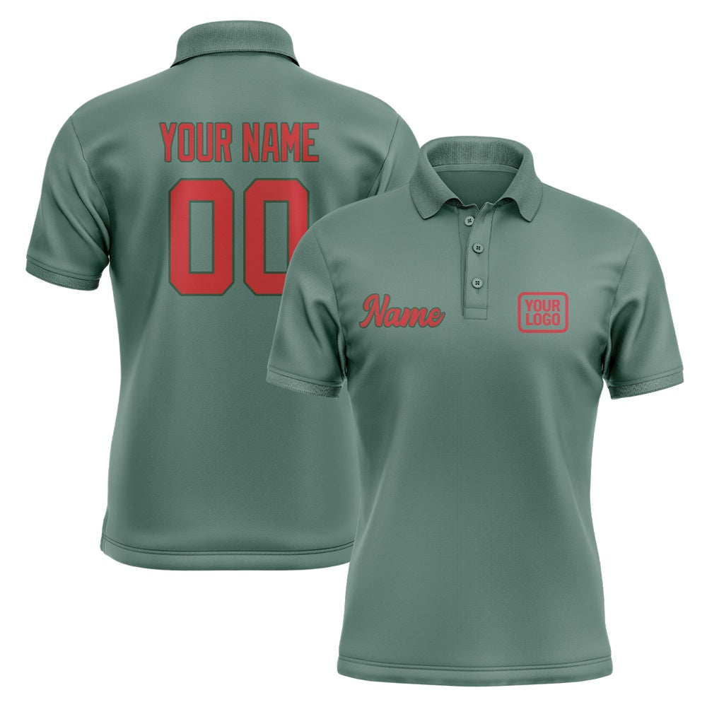 Custom Blue Green Red Short-Sleeve Polo Shirt