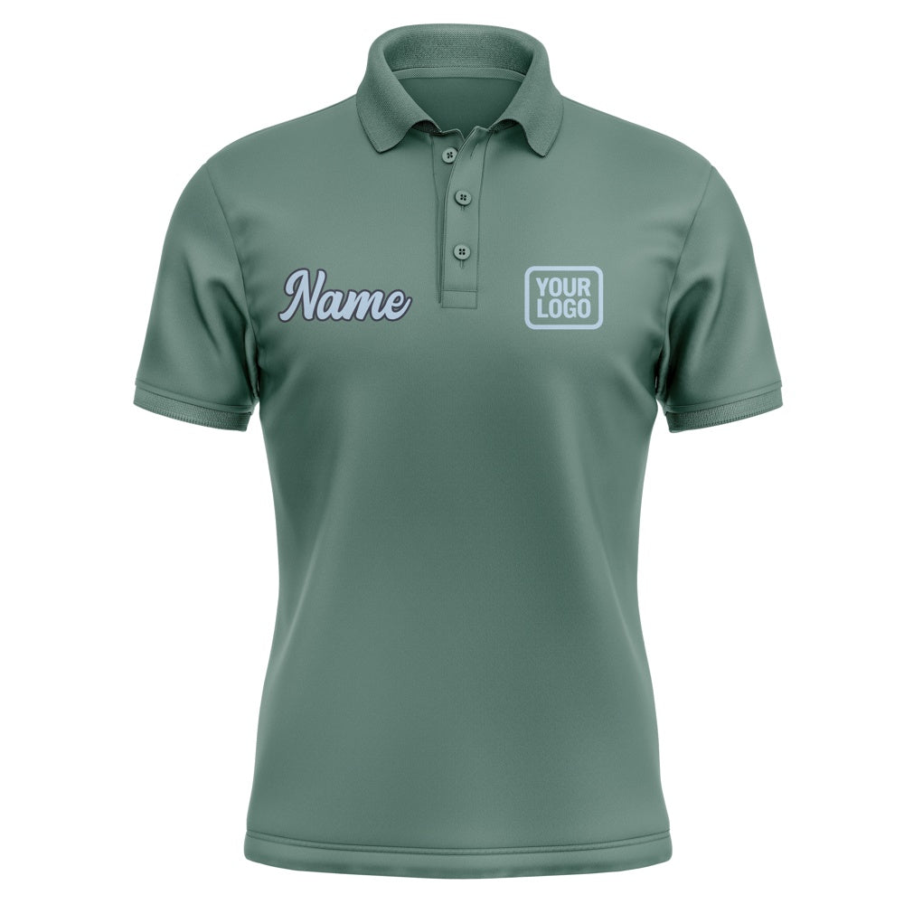 Custom Blue Green Light Blue Short-Sleeve Polo Shirt