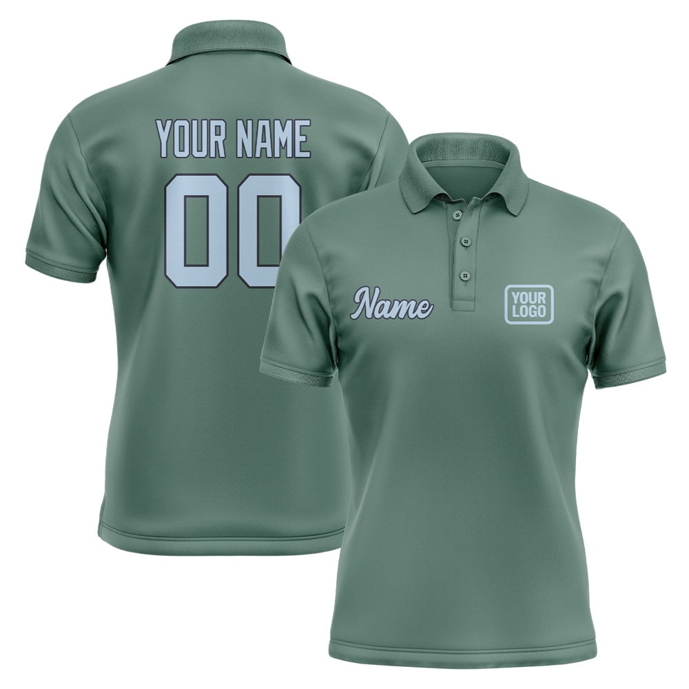 Custom Blue Green Light Blue Short-Sleeve Polo Shirt