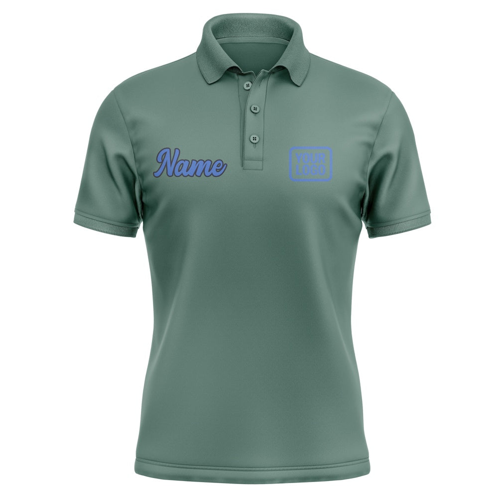 Custom Blue Green Sky Blue Short-Sleeve Polo Shirt