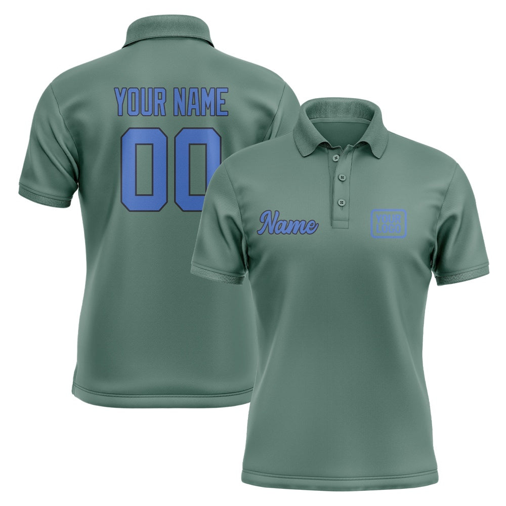 Custom Blue Green Sky Blue Short-Sleeve Polo Shirt