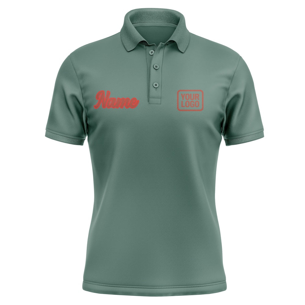 Custom Blue Green Coral Red Short-Sleeve Polo Shirt