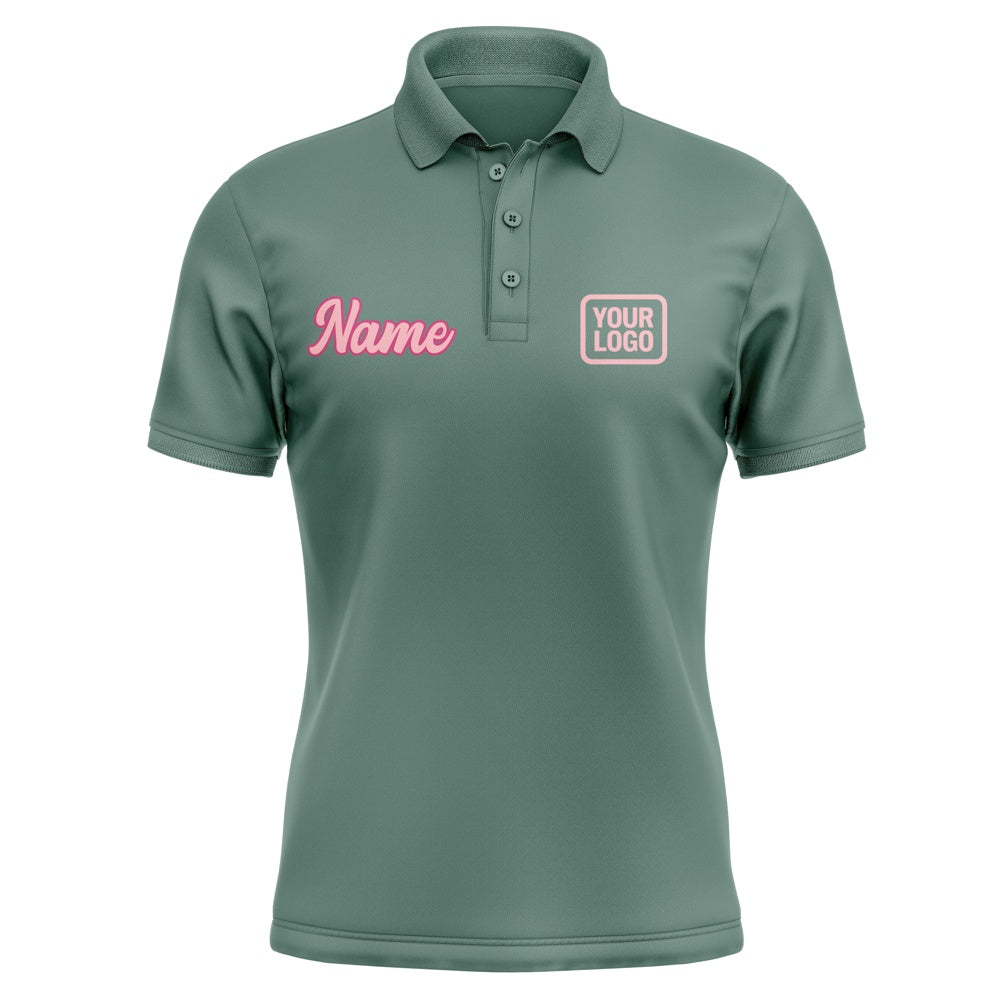 Custom Blue Green Light Pink Short-Sleeve Polo Shirt