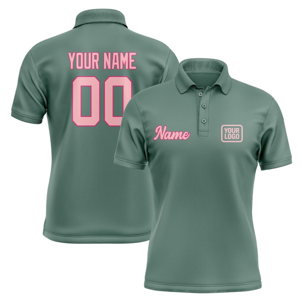 Custom Blue Green Light Pink Short-Sleeve Polo Shirt