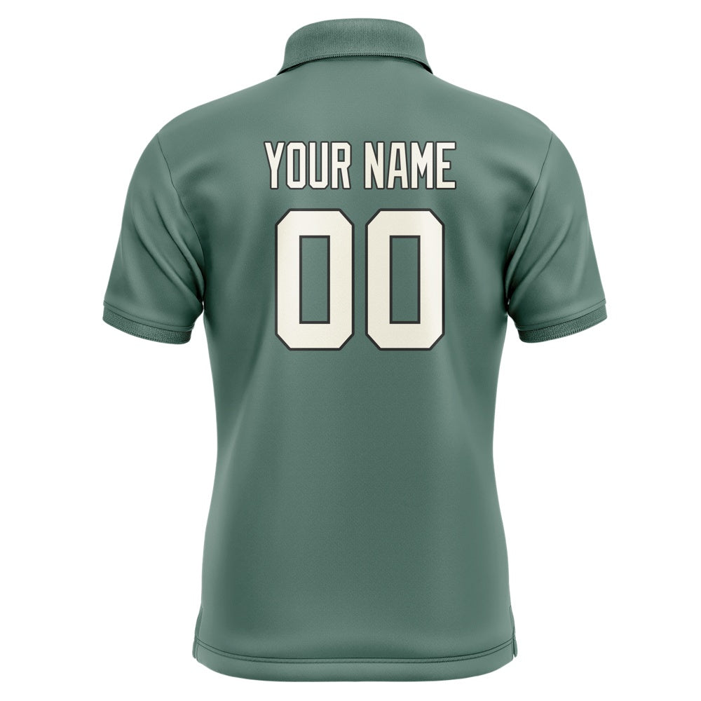 Custom Blue Green Cream Short-Sleeve Polo Shirt