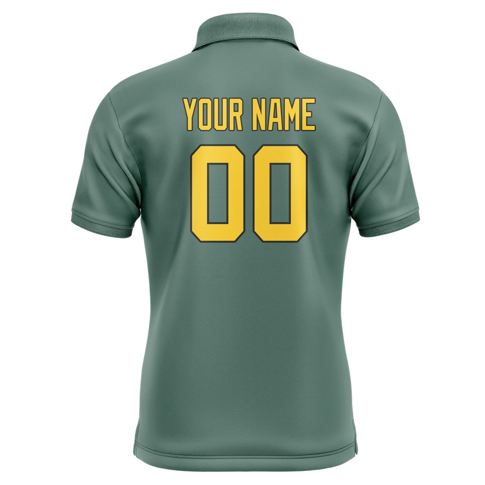 Custom Blue Green Gold Short-Sleeve Polo Shirt