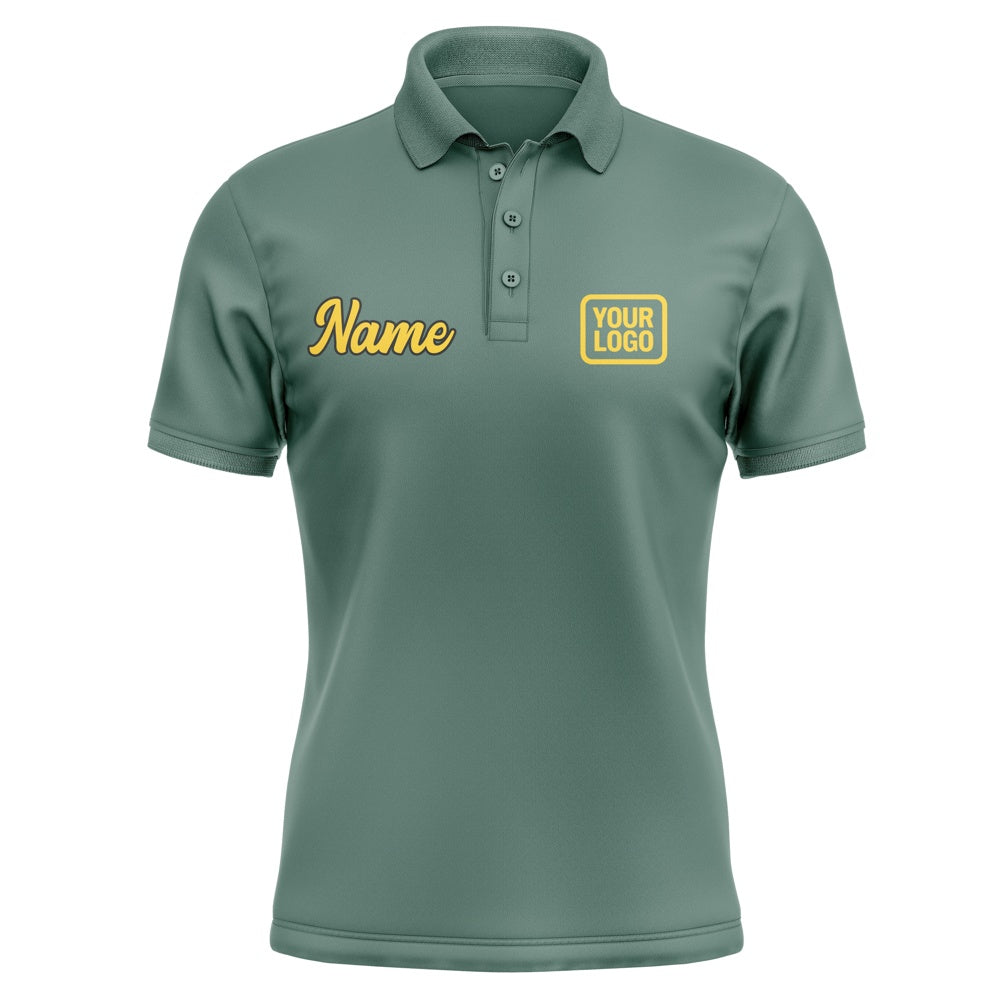 Custom Blue Green Gold Short-Sleeve Polo Shirt