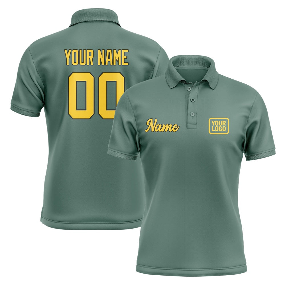 Custom Blue Green Gold Short-Sleeve Polo Shirt