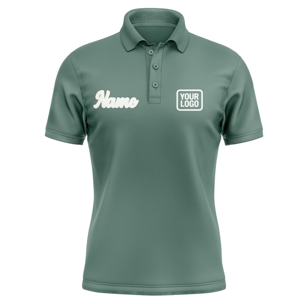 Custom Blue Green White Short-Sleeve Polo Shirt