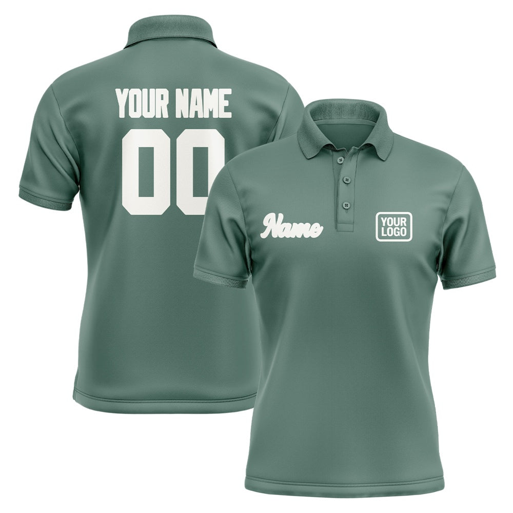 Custom Blue Green White Short-Sleeve Polo Shirt