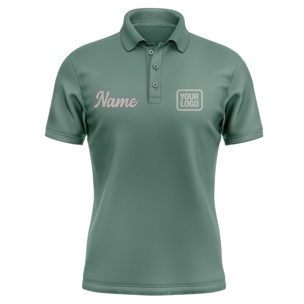 Custom Blue Green Gray Short-Sleeve Polo Shirt