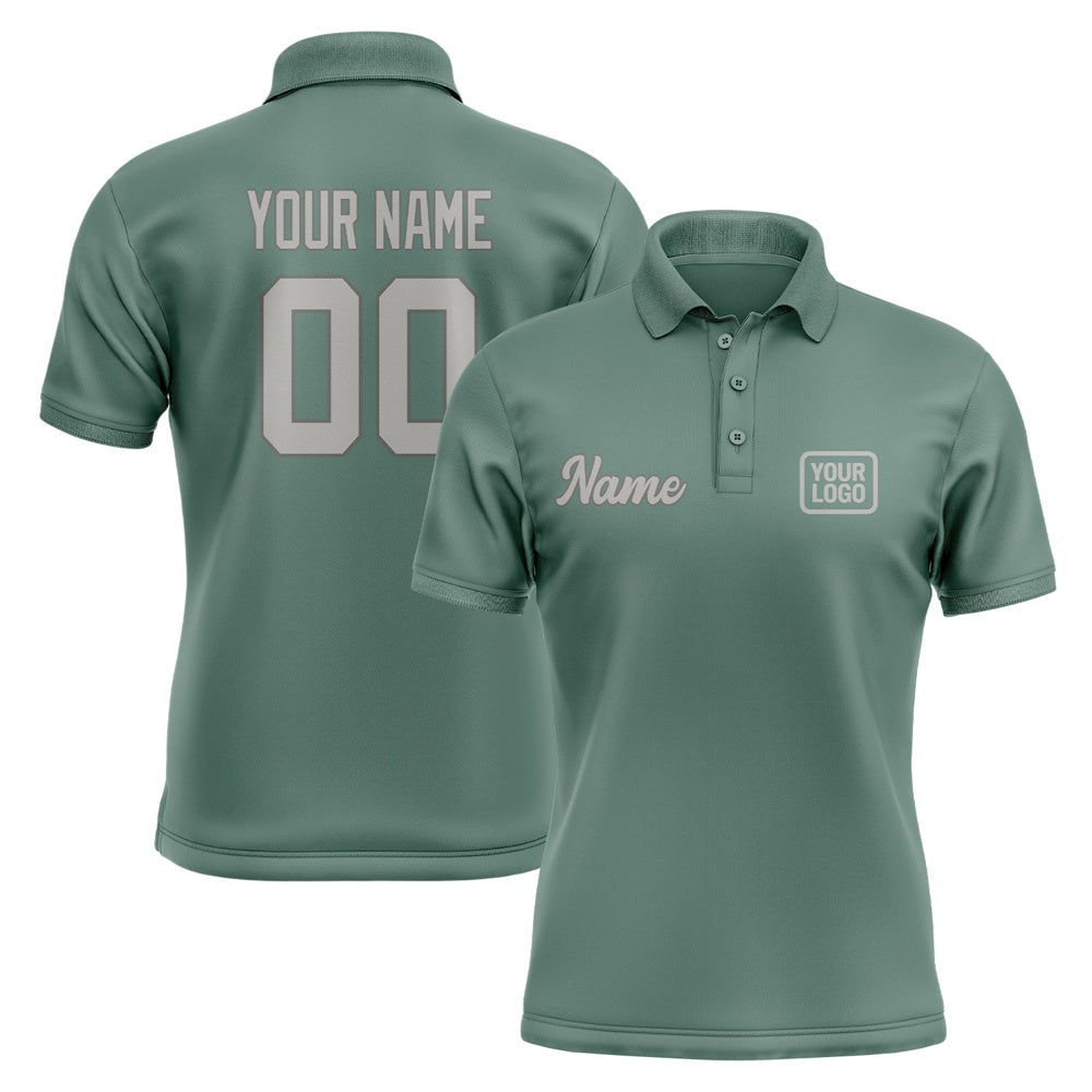 Custom Blue Green Gray Short-Sleeve Polo Shirt
